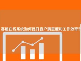 客服在线系统如何提升客户满意度和工作效率？