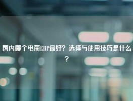 国内哪个电商ERP最好？选择与使用技巧是什么？