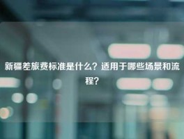 新疆差旅费标准是什么？适用于哪些场景和流程？
