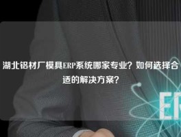 湖北铝材厂模具ERP系统哪家专业？如何选择合适的解决方案？