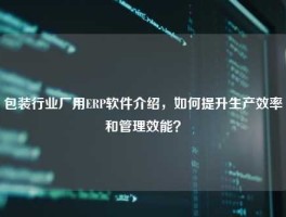 包装行业厂用ERP软件介绍，如何提升生产效率和管理效能？