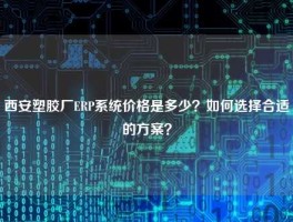 西安塑胶厂ERP系统价格是多少？如何选择合适的方案？