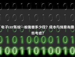 电子ERP系统一般需要多少钱？成本与预算有哪些考虑？