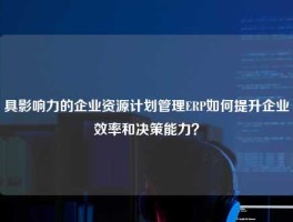 具影响力的企业资源计划管理ERP如何提升企业效率和决策能力？