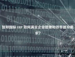 智邦国际 ERP 如何满足企业管理和效率提升需求？