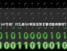 ERP介绍：什么是ERP系统及其主要功能有哪些？