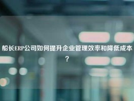 船长ERP公司如何提升企业管理效率和降低成本？