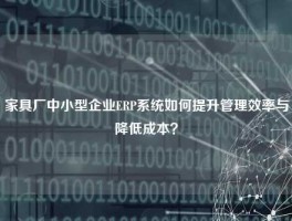 家具厂中小型企业ERP系统如何提升管理效率与降低成本？