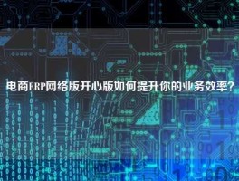 电商ERP网络版开心版如何提升你的业务效率？