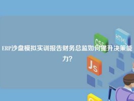 ERP沙盘模拟实训报告财务总监如何提升决策能力？