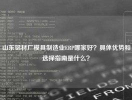 山东铝材厂模具制造业ERP哪家好？具体优势和选择指南是什么？