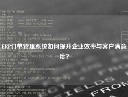 ERP订单管理系统如何提升企业效率与客户满意度？