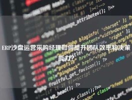 ERP沙盘运营采购经理如何提升团队效率和决策能力？