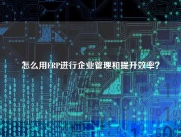 怎么用ERP进行企业管理和提升效率？