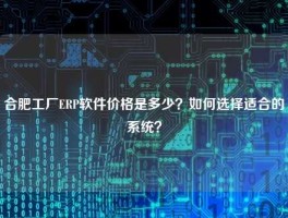合肥工厂ERP软件价格是多少？如何选择适合的系统？
