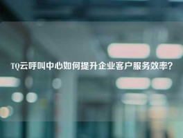 TQ云呼叫中心如何提升企业客户服务效率？