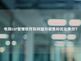 电商ERP管理软件如何提升销售和优化库存？