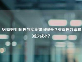 及ERP应用原理与实施如何提升企业管理效率和减少成本？