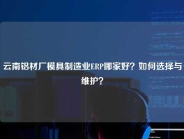 云南铝材厂模具制造业ERP哪家好？如何选择与维护？