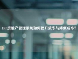 ERP房地产管理系统如何提升效率与降低成本？