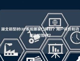 湖北铝型材ERP系统哪家口碑好？用户评价和功能比较如何？