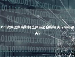 ERP软件提供商如何选择最适合的解决方案和服务？