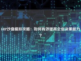 ERP沙盘模拟攻略：如何有效提高企业决策能力？