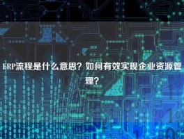 ERP流程是什么意思？如何有效实现企业资源管理？