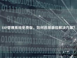 ERP管理系统免费版，如何选择最佳解决方案？