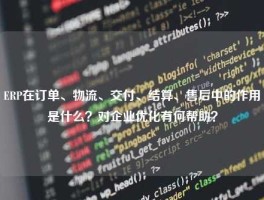 ERP在订单、物流、交付、结算、售后中的作用是什么？对企业优化有何帮助？