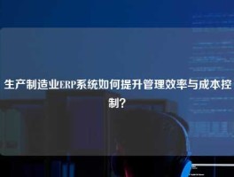生产制造业ERP系统如何提升管理效率与成本控制？
