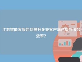 江苏智能客服如何提升企业客户满意度与服务效率？