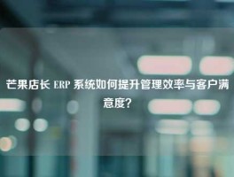 芒果店长 ERP 系统如何提升管理效率与客户满意度？
