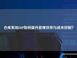 仓库系统ERP如何提升管理效率与成本控制？
