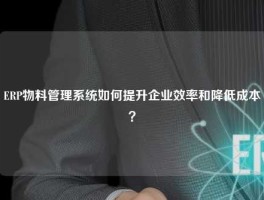 ERP物料管理系统如何提升企业效率和降低成本？