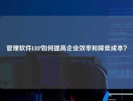 管理软件ERP如何提高企业效率和降低成本？