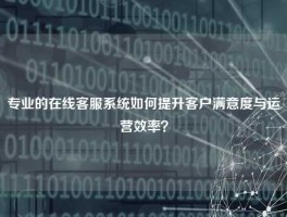 专业的在线客服系统如何提升客户满意度与运营效率？
