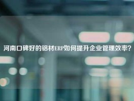 河南口碑好的铝材ERP如何提升企业管理效率？