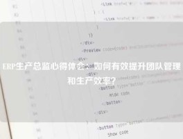 ERP生产总监心得体会：如何有效提升团队管理和生产效率？