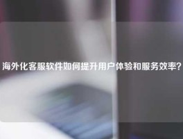 海外化客服软件如何提升用户体验和服务效率？