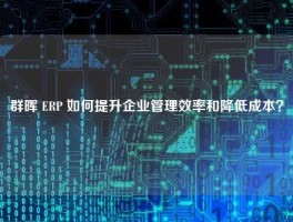 群晖 ERP 如何提升企业管理效率和降低成本？