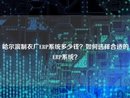 哈尔滨制衣厂ERP系统多少钱？如何选择合适的ERP系统？