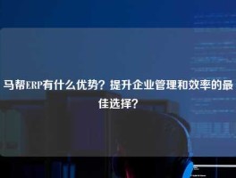 马帮ERP有什么优势？提升企业管理和效率的最佳选择？