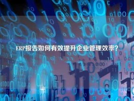 ERP报告如何有效提升企业管理效率？
