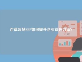 百草智慧ERP如何提升企业管理效率？