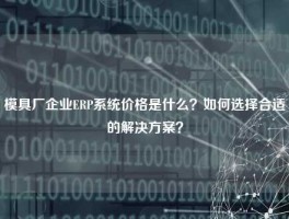 模具厂企业ERP系统价格是什么？如何选择合适的解决方案？