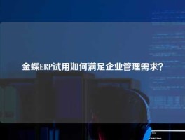 金蝶ERP试用如何满足企业管理需求？