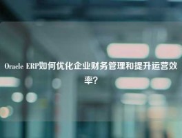 Oracle ERP如何优化企业财务管理和提升运营效率？