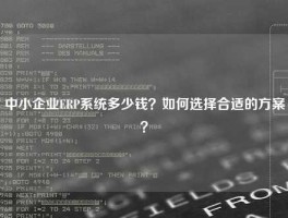 中小企业ERP系统多少钱？如何选择合适的方案？
