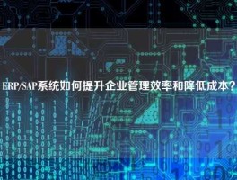 ERP/SAP系统如何提升企业管理效率和降低成本？